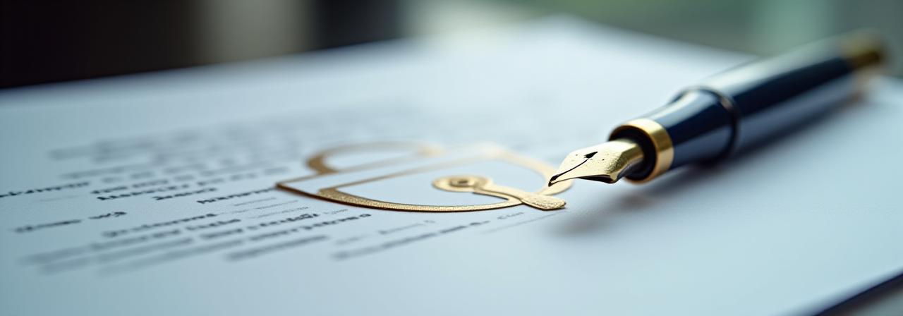 Abstract legal document representation with a security lock symbol